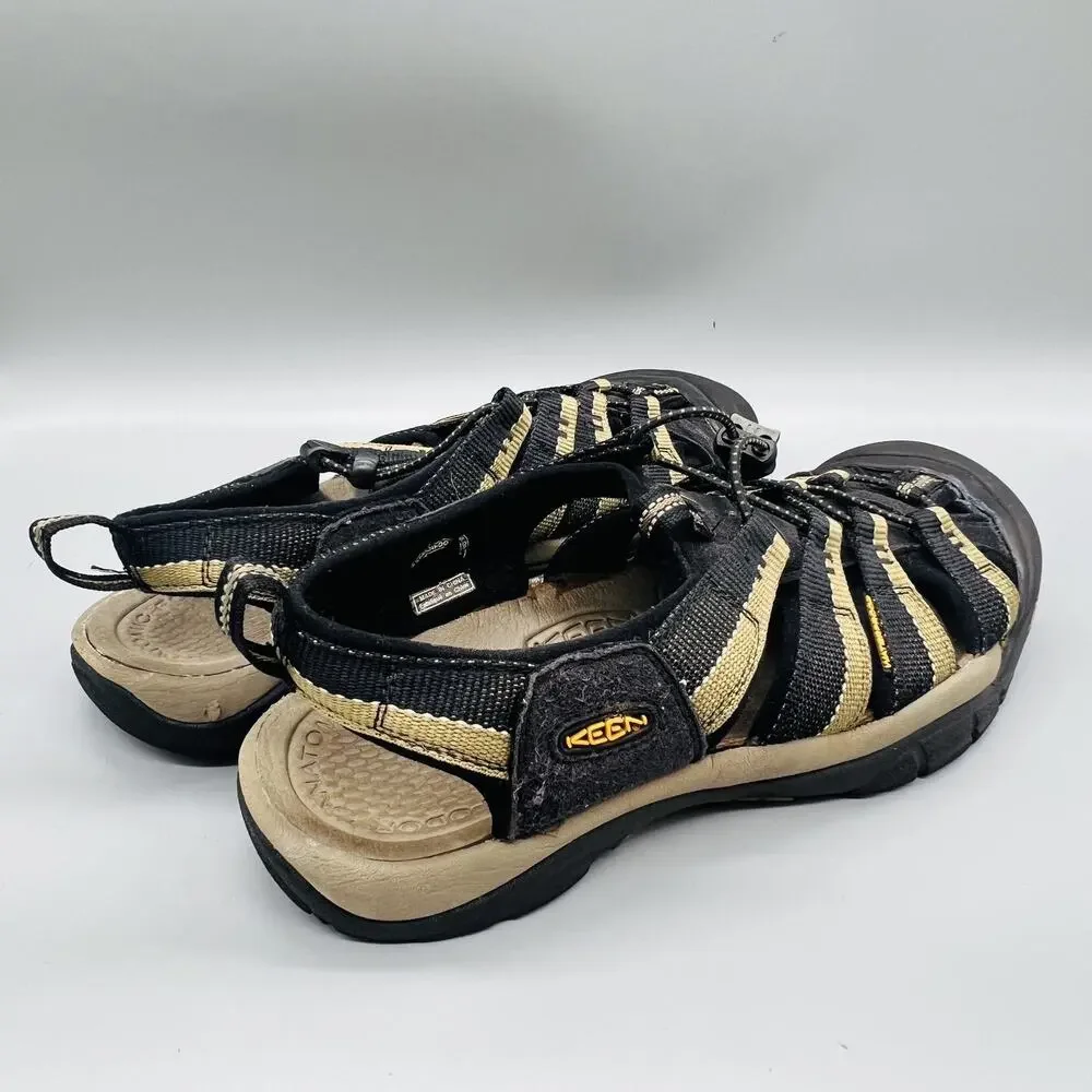 Keen Sandals Mens 9.5 Black Tan Closed Toe Water Hiking Sport Outdoor Shoes